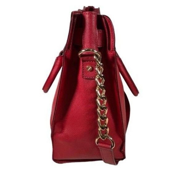Michael Kors Hamilton Large Red Leather Satchel Tote Shopper Shoulder Bag Purse - Picture 4 of 16